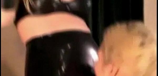  Blonde Girl In Skirt Tied Legs Licking Mistress Body Pussy In The Dungeon - short scene